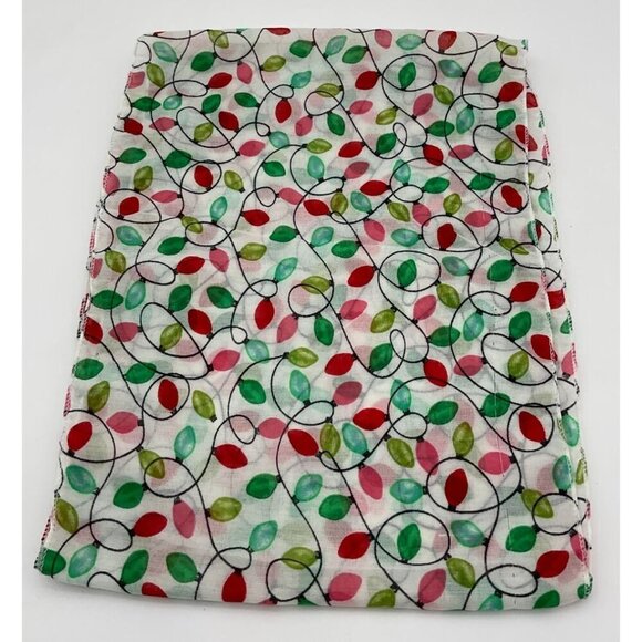 Colorful Festive Holiday Light Bulb Print Polyester Scarf - Picture 2 of 5